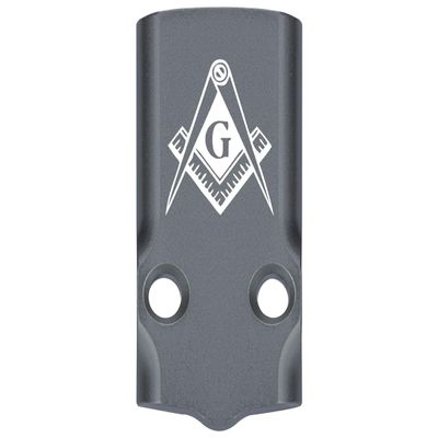 NDZ Performance MOS Optic Cover Plate for Glock 43X & 48  Gray Anodized Aluminum, Masonic Mason Calipers G Logo  Made in USA