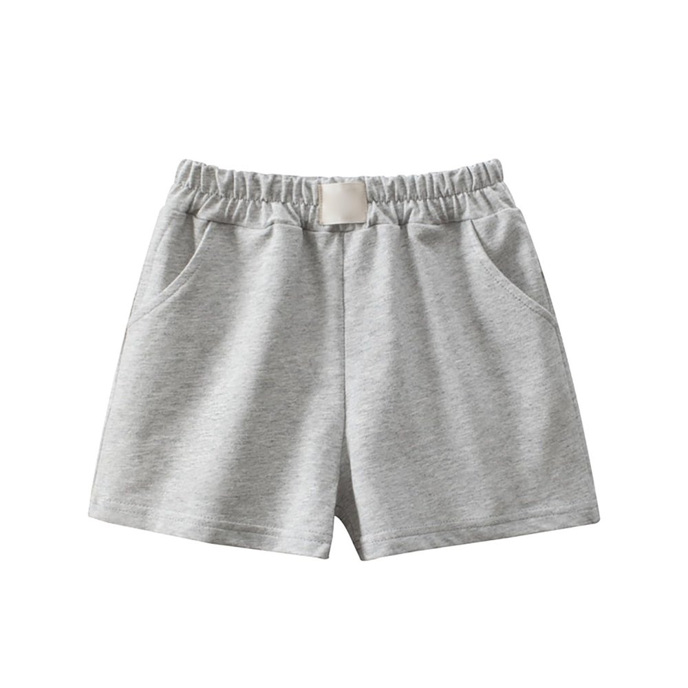Baby and Toddler Boys Girls Pull On Jogger Shorts Summer Solid Color Elastic Waistband Casual Shorts (Grey, 2-3 Years)