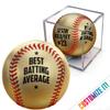 MAKEABALL Custom Metallic Gold Baseball with Display Cube | Official Size | Personalized with Your Text! | Great for Award Ceremonies, Banquets, Senior Night (Best Batting Average) view 1