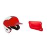 Bundle of Mizuno B6 Adult Baseball Batting Helmet, Red-White, Small/Medium + Mizuno Batters Face Protector, Red, Right Hand Batter view 1