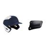 Bundle of Mizuno B6 Adult Baseball Batting Helmet, Navy-White, Large/X-Large + Mizuno Batters Face Protector, Navy, Right Hand Batter view 1