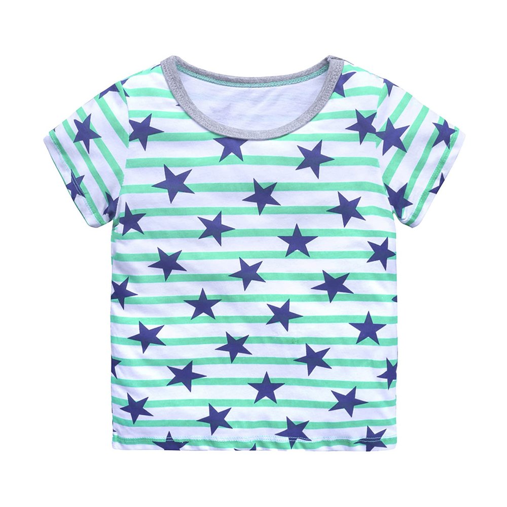 RTGDRK Boys Shirts Toddler Kids Girls Boys Car Cartoon 3D Prints Loose Tops Soft Short Sleeve T (Light Blue, 3-4 Years)