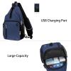 MOSISO Sling Backpack Bag, Crossbody Shoulder Bag Travel Hiking Daypack Chest Bag with Front Square Pocket&USB Charging Port, Navy Blue view 2