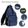 MOSISO Sling Backpack Bag, Crossbody Shoulder Bag Travel Hiking Daypack Chest Bag with Front Square Pocket&USB Charging Port, Navy Blue view 3