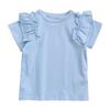 Betadog Girls Summer T Shirt Short Sleeve Toddler Casual Tops Ruffle Tees Round Neck Solid Color (Sky Blue, 5-6 Years) view 1
