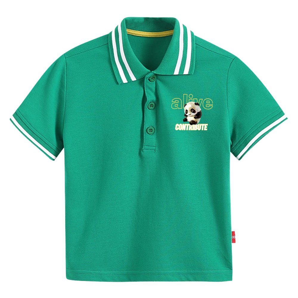 RTGDRK Boys' T-Shirts Toddler Kids Short Sleeve Polo Shirt Girls Boys Football Cartoon 3D Prints (Green, 5-6 Years)