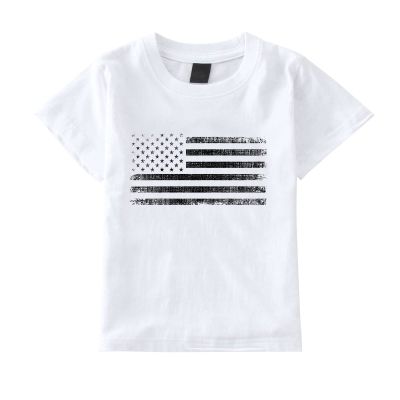 NineFit Basics Tank Tops Girls Baby Boys American Flag Short Sleeve Graphic T shirt Toddler Kids 4th of July Tee Tops (White, 3 Years)