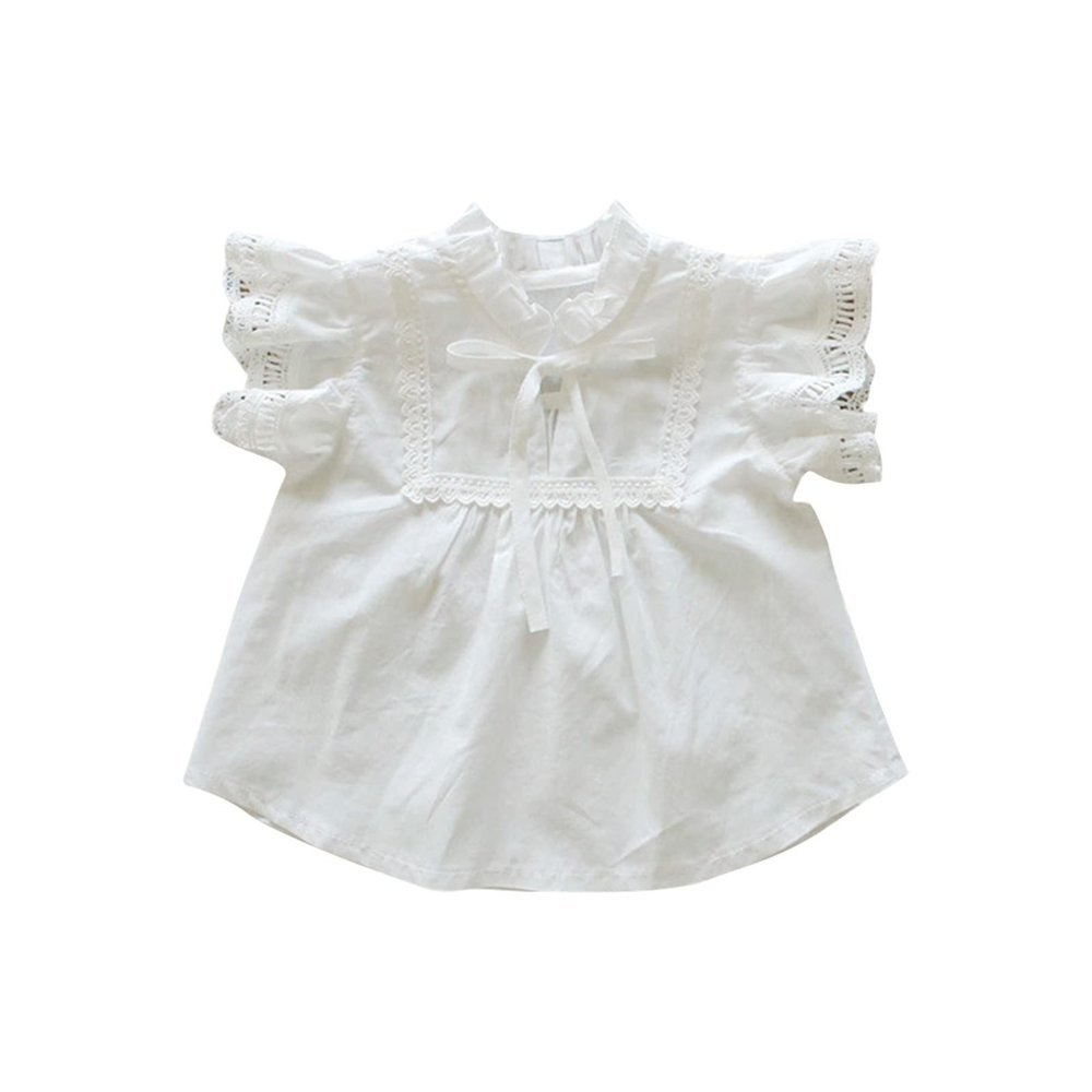 Betadog Toddler Baby Girls Tops Basic Plain Ruffle T-Shirt Blouse Summer Crewneck Casual Clothes (Beige, 3-4 Years)
