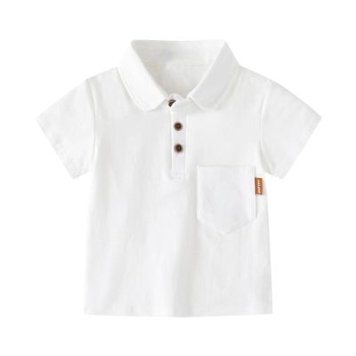 RTGDRK Boys Tees Toddler Baby Boys Fashion Polo Shirts Classic Short Sleeve Lightweight Button (White, 2-3 Years)