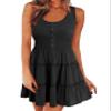 AUNEAL Womens Summer Dresses Sleeveless Button Down Casual Swing Mini Dress M Black view 1