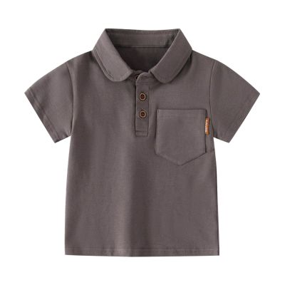 RTGDRK Boys Tees Toddler Baby Boys Fashion Polo Shirts Classic Short Sleeve Lightweight Button (Coffee, 4-5 Years)