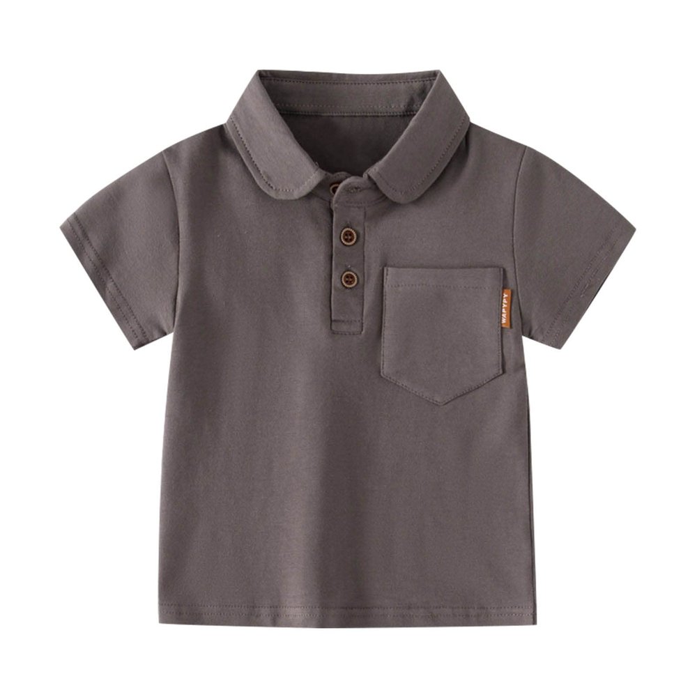 RTGDRK Boys Tees Toddler Baby Boys Fashion Polo Shirts Classic Short Sleeve Lightweight Button (Coffee, 4-5 Years)