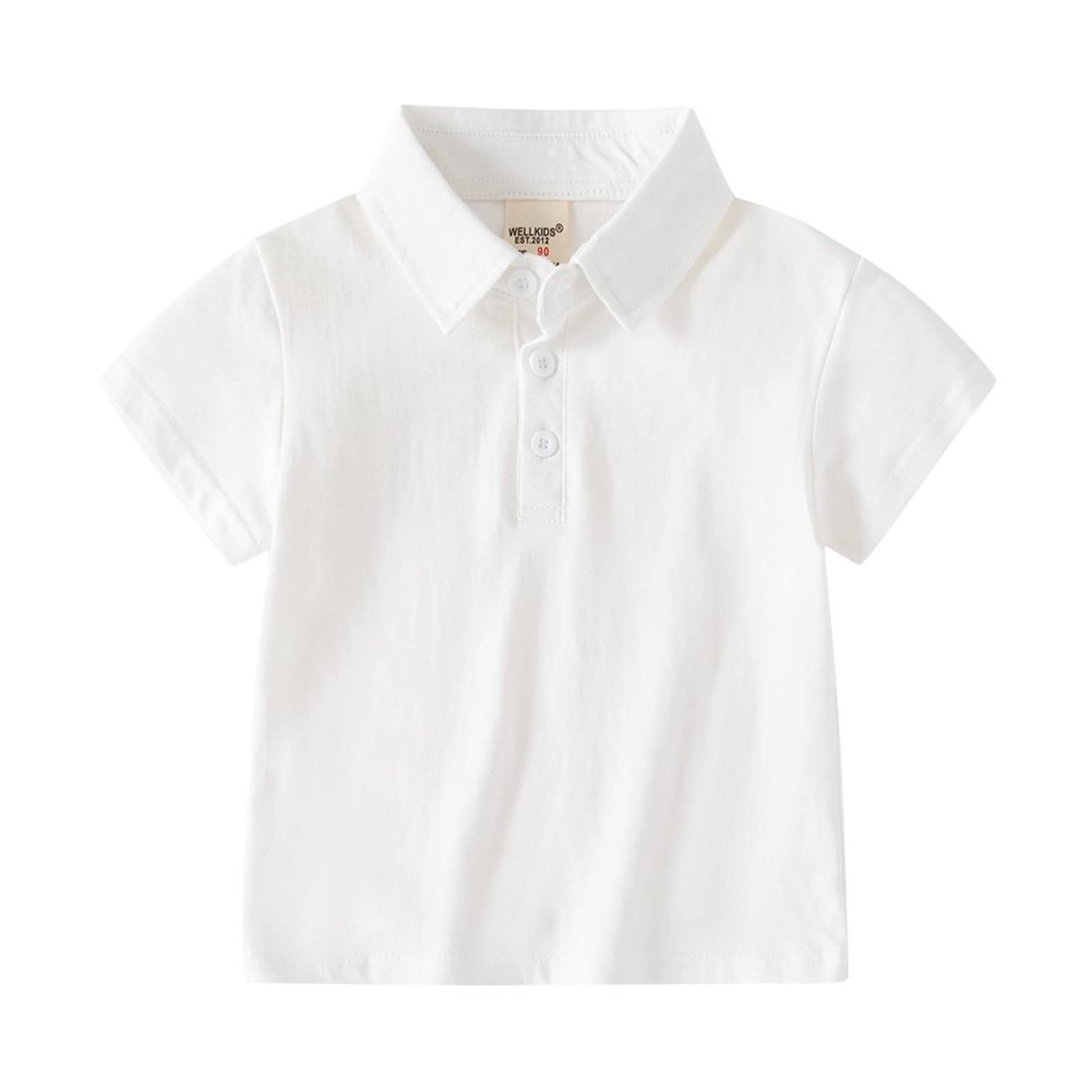 RTGDRK Cute Clothes for Girls Baby and Toddler Boys Classic Short Sleeve Polo Shirt Summer Solid (White, 18-24 Months)