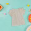 Betadog Girls Summer T Shirt Short Sleeve Toddler Casual Tops Ruffle Tees Round Neck Solid Color Tops (Beige, 5-6 Years) view 2