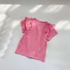 Betadog Girls Summer T Shirt Short Sleeve Toddler Casual Tops Ruffle Tees Round Neck Solid Color Tops (Beige, 5-6 Years) view 3