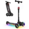 BELEEV Kids Scooter with LED Light-Up Wheels & Deck, 3 Wheel Folding Scooter for Toddlers Girls Boys Ages 3-12, Adjustable Handlebar, Lean to Steer, Extra Wide Wheel, Kick Scooter for Children (Black) view 1