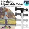 BELEEV Kids Scooter with LED Light-Up Wheels & Deck, 3 Wheel Folding Scooter for Toddlers Girls Boys Ages 3-12, Adjustable Handlebar, Lean to Steer, Extra Wide Wheel, Kick Scooter for Children (Black) view 4