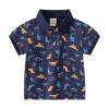 Boys' Tops Toddler Baby Boys Short Sleeve Polo T-Shirt Cute Cartoon Dinosaur Print Tops Button Baby Boy Clothes Shacket (US, Age, 4 Years, 5 Years, Navy) view 1