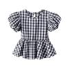 Betadog Girls Peplum Tops Short Sleeve T Shirts Kids Casual Crew Neck Tunic Tops Layered Hem (Black, 18-24 Months) view 1