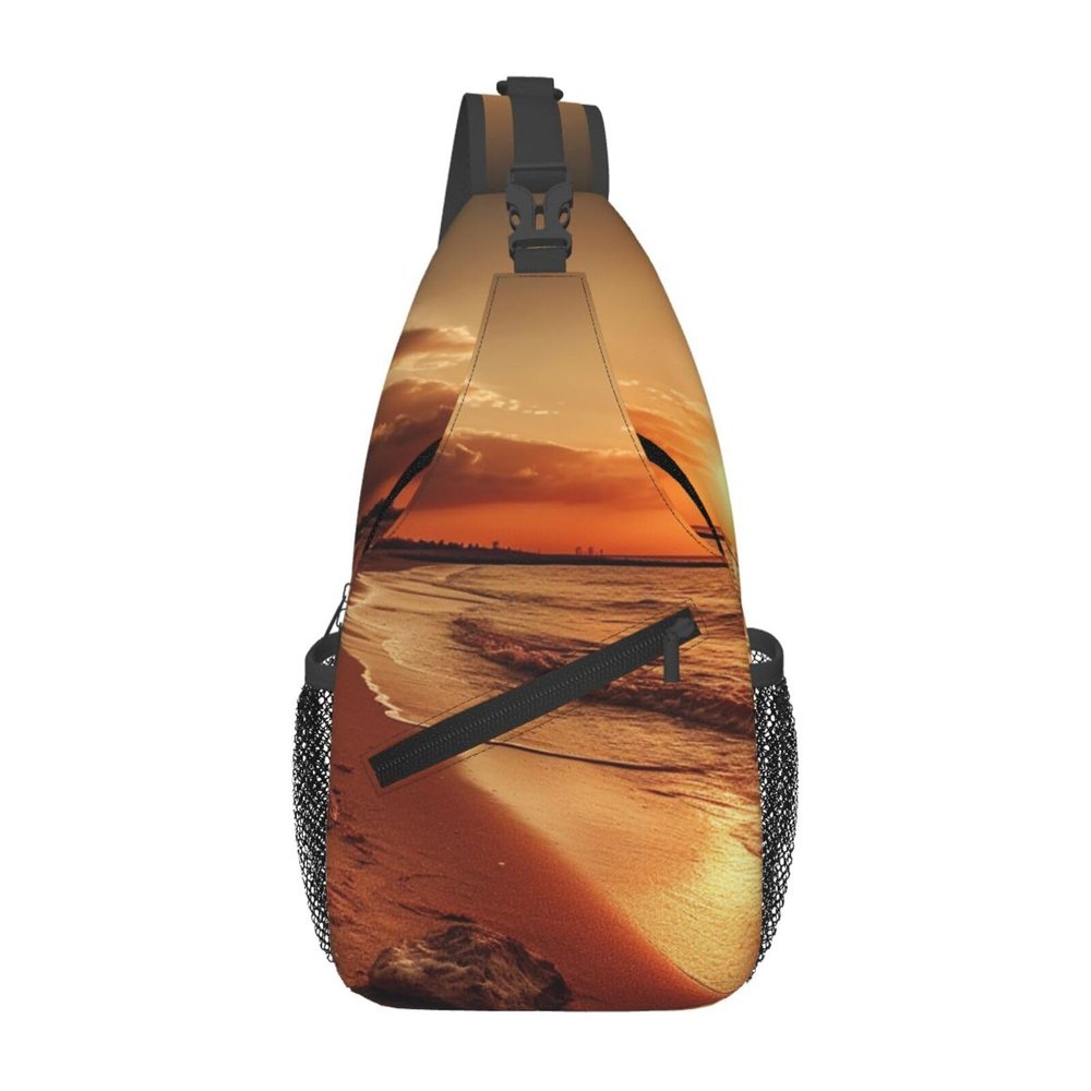 BTCOWZRV Seaside Stones Sling Backpack for Women Men Cross Chest Bag Diagonally Crossbody Shoulder Bag Travel