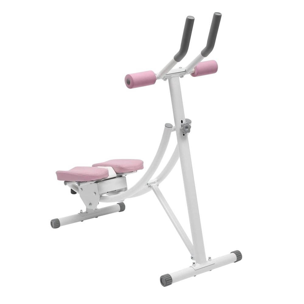 Bitodd Ab Trainer Abdominal Workout Machine, 120-Degree Double Arc Track Ab Workout Equipment, Intelligent Display and 3-Level Adjustment Abdominal Exercise Machine for Men Women (Pink)