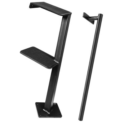Universal Fit Boat Trailer Steps, Trailer Step Universal Fit for Boat Trailer Black Steel (2 Steps)