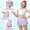QooNoo Girls Pleated Tennis Skirts with Shorts Athletic Skirt with Side Pocket High Waist Active Skort for Girl Youth Kids Teen (Lavender,X-Large) view 4