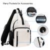 MOSISO Sling Backpack Bag, Crossbody Shoulder Bag Travel Hiking Daypack Chest Bag with Front Square Pocket&USB Charging Port, Beige view 3