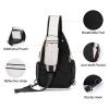 MOSISO Sling Backpack Bag, Crossbody Shoulder Bag Travel Hiking Daypack Chest Bag with Front Square Pocket&USB Charging Port, Beige view 4