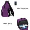 MOSISO Sling Backpack Bag, Crossbody Shoulder Bag Travel Hiking Daypack Chest Bag with Front Square Pocket&USB Charging Port, Plum view 2