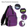 MOSISO Sling Backpack Bag, Crossbody Shoulder Bag Travel Hiking Daypack Chest Bag with Front Square Pocket&USB Charging Port, Plum view 3