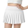 QooNoo Girls Pleated Tennis Skirts with Shorts Athletic Skirt with Side Pocket High Waist Active Skort for Girl Youth Kids Teen (White,Large) view 1
