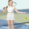 QooNoo Girls Pleated Tennis Skirts with Shorts Athletic Skirt with Side Pocket High Waist Active Skort for Girl Youth Kids Teen (White,Large) view 2