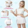 QooNoo Girls Pleated Tennis Skirts with Shorts Athletic Skirt with Side Pocket High Waist Active Skort for Girl Youth Kids Teen (White,Large) view 4