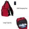MOSISO Sling Backpack Bag, Crossbody Shoulder Bag Travel Hiking Daypack Chest Bag with Front Square Pocket&USB Charging Port, Red view 2
