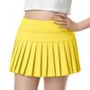QooNoo Girls Pleated Tennis Skirts with Shorts Athletic Skirt with Side Pocket High Waist Active Skort for Girl Youth Kids Teen (Yellow,Medium) view 1