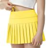 QooNoo Girls Pleated Tennis Skirts with Shorts Athletic Skirt with Side Pocket High Waist Active Skort for Girl Youth Kids Teen (Yellow,Medium) view 2