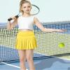 QooNoo Girls Pleated Tennis Skirts with Shorts Athletic Skirt with Side Pocket High Waist Active Skort for Girl Youth Kids Teen (Yellow,Medium) view 3