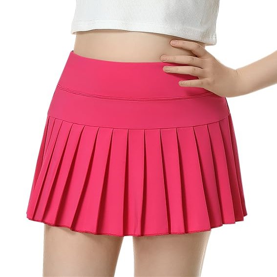 QooNoo Girls Pleated Tennis Skirts with Shorts Athletic Skirt with Side Pocket High Waist Active Skort for Girl Youth Kids Teen (Hot Pink,X-Small)