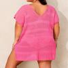 Pinup Fashion Beach Coverups Women Plus Size Pink Short Sleeve Cover Up 14W-22W view 2