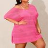 Pinup Fashion Beach Coverups Women Plus Size Pink Short Sleeve Cover Up 14W-22W view 4