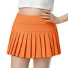 QooNoo Girls Pleated Tennis Skirts with Shorts Athletic Skirt with Side Pocket High Waist Active Skort for Girl Youth Kids Teen (Orange,X-Large) view 1