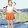 QooNoo Girls Pleated Tennis Skirts with Shorts Athletic Skirt with Side Pocket High Waist Active Skort for Girl Youth Kids Teen (Orange,X-Large) view 2