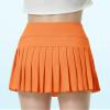 QooNoo Girls Pleated Tennis Skirts with Shorts Athletic Skirt with Side Pocket High Waist Active Skort for Girl Youth Kids Teen (Orange,X-Large) view 3