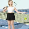 QooNoo Girls Pleated Tennis Skirts with Shorts Athletic Skirt with Side Pocket High Waist Active Skort for Girl Youth Kids Teen (Black,Medium) view 2