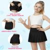 QooNoo Girls Pleated Tennis Skirts with Shorts Athletic Skirt with Side Pocket High Waist Active Skort for Girl Youth Kids Teen (Black,Medium) view 4