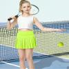 QooNoo Girls Pleated Tennis Skirts with Shorts Athletic Skirt with Side Pocket High Waist Active Skort for Girl Youth Kids Teen (Neon Green,Small) view 2