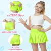 QooNoo Girls Pleated Tennis Skirts with Shorts Athletic Skirt with Side Pocket High Waist Active Skort for Girl Youth Kids Teen (Neon Green,Small) view 4