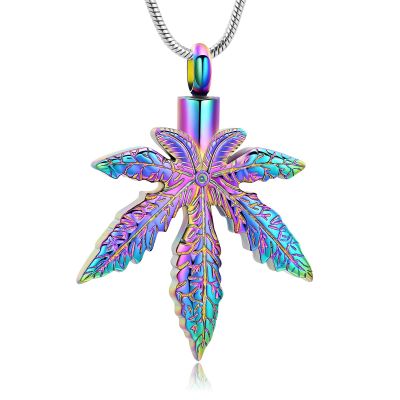 mingkejw Leaves Urn Necklace for Ashes Cremation Jewelry Stainless Steel Maple Leaf Pendant Memorial Necklaces Ash Holder for Human Pets Keepsake Jewelry for Loved Ones with Fill Tool