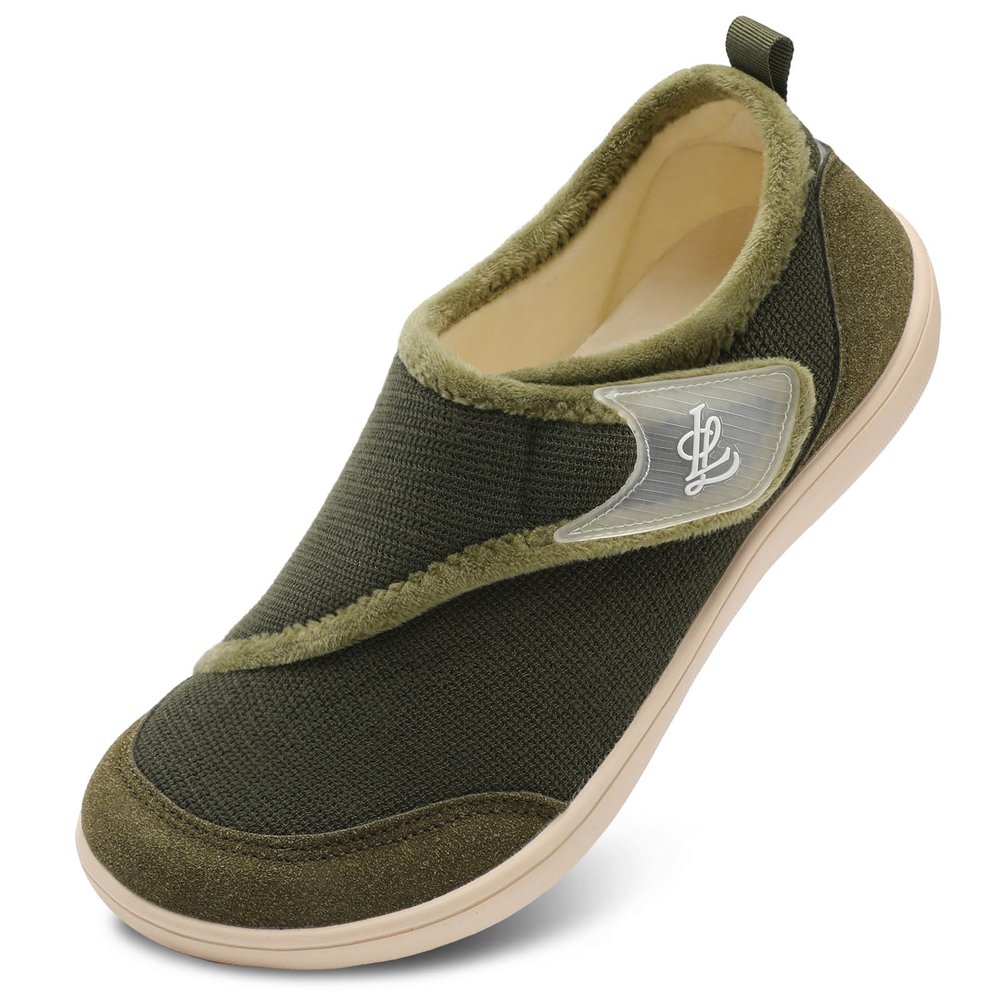LeIsfIt Mens Slippers Wide House Shoes Adjustable Diabetic Shoes Non-slip Arthritis Swollen House Slippers Indoor Outdoor Slipper Shoe Dark Green Size 11